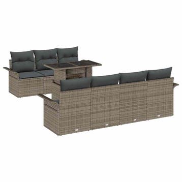 vidaXL Tuinbank Set 8 st Grijs [Synthetisch]: Poly Riet, Verzenden, Nieuw