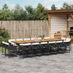 vidaXL 17-delige Tuinset met kussens poly rattan zwart, Verzenden, Nieuw, Tuinset