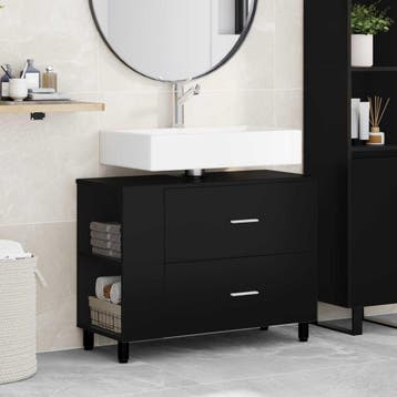 vidaXL Badkamer vaniteitsunit Zwart 80 x 35 x 60 cm Bewerkt, Verzenden, Nieuw