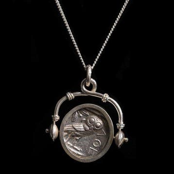 Oud-Grieks Zilver Atheneense tetradrachme draaibare hanger
