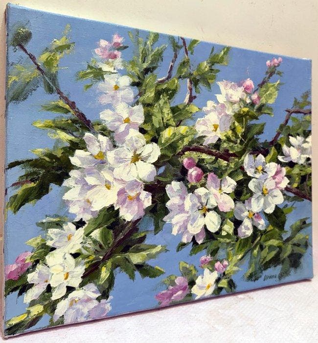 Irina Alex (1961) - Pommier en fleurs, Antiquités & Art, Art | Peinture | Classique