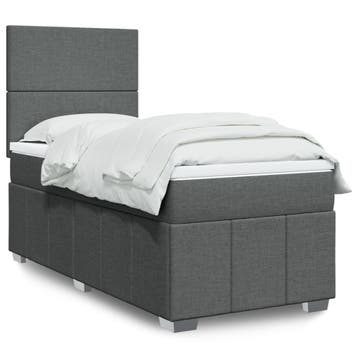 vidaXL Boxspring met matras stof donkergrijs 90x190 cm, Verzenden, Nieuw
