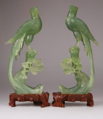 Chinese Carved Hard Stone Pierre Dure Bird Phoenix Statue