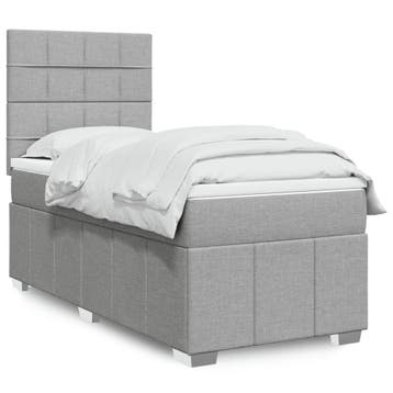 vidaXL Boxspring met matras stof lichtgrijs 90x200 cm, Verzenden, Nieuw