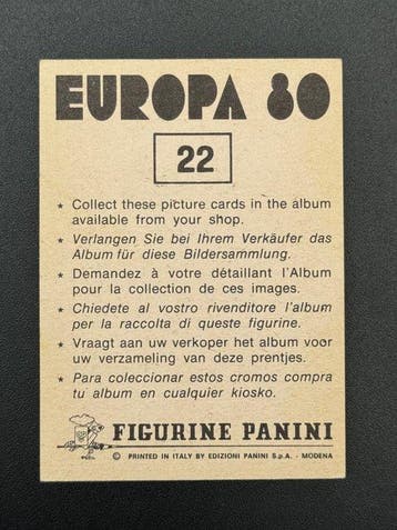 1980 Panini #22 Europa 80 - Mascotte - 1 Sticker - Near Mint, Verzamelen, Nieuw