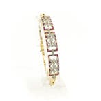 Gouden schakelarmband met robijn en diamanten; 0,89 ct., Gebruikt, Overige kleuren, Ophalen of Verzenden, Met edelsteen