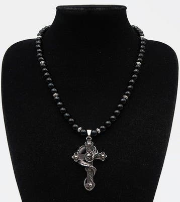 obsidiaan - Gothische kruis ketting – Het symbool van de