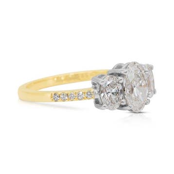 Ring - 18 karaat Geel goud, Witgoud - 1.51ct. tw. Diamant