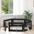 vidaXL Hondenhek met standaarden 6 pcs Zwart eiken 100 x 60, Dieren en Toebehoren, Verzenden, Nieuw