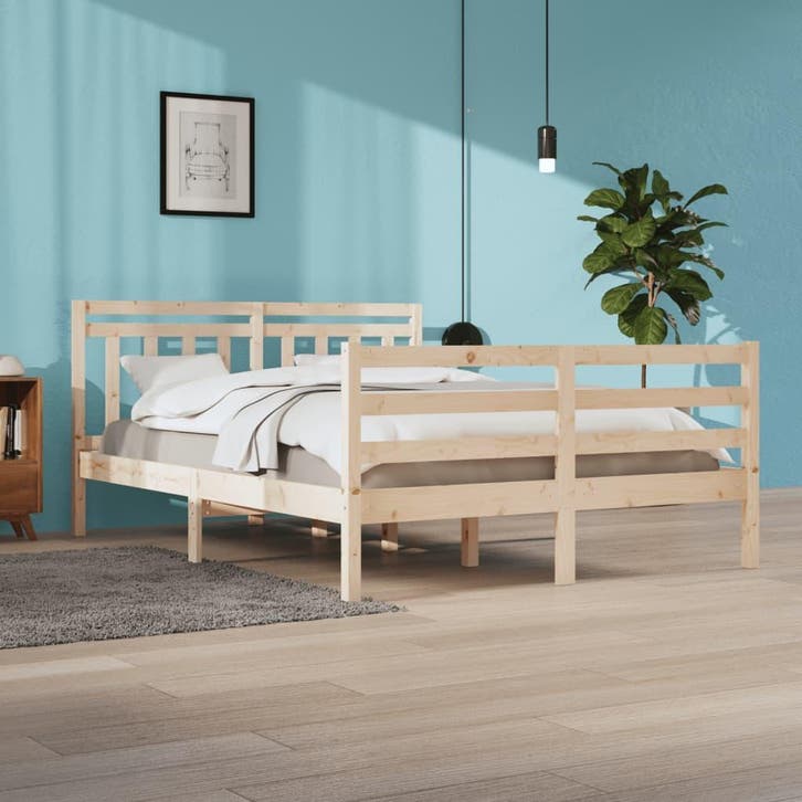 vidaXL Bedframe massief hout 160x200 cm, Huis en Inrichting, Slaapkamer | Bedden, Nieuw, Verzenden