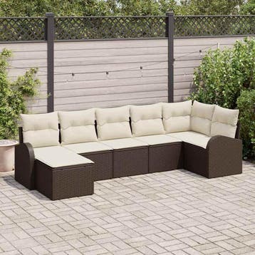 vidaXL Bankstel 7 st Bruin poly rattan, Verzenden
