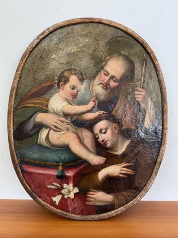 Italiaanse school (XVIII) - San Giuseppe e SantAntonio con, Antiek en Kunst