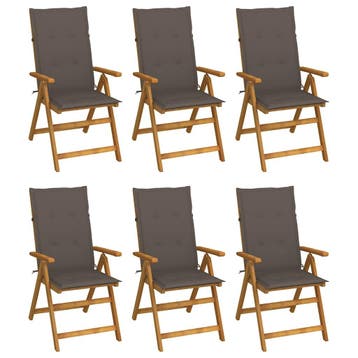 vidaXL Inklapbare stoelen 6 st met kussens massief, Verzenden, Nieuw