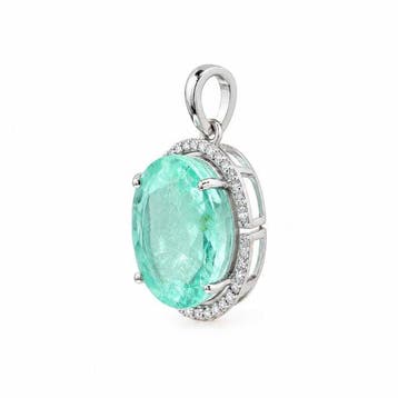 Zonder minimumprijs - Hanger Platina - 5.72ct. tw. Smaragd -, Handtassen en Accessoires