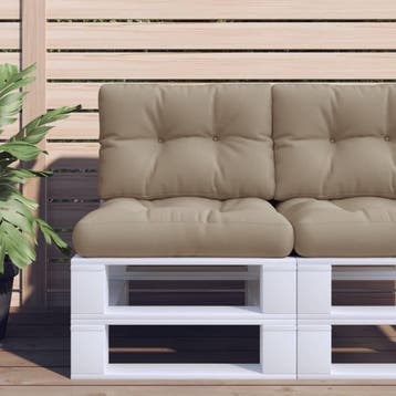 vidaXL Palletkussen 60x40x12 cm stof taupe, Verzenden