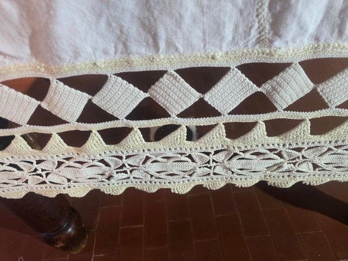 Nappe - 290 cm - 180 cm - Grand rideau ou nappe, Antiek en Kunst, Antiek | Tapijten, Tafelkleden en Textiel