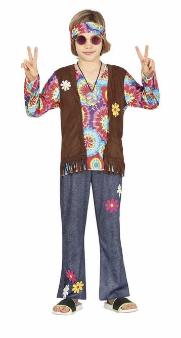 Hippie Kostuum Jongen Bloemen, Kinderen en Baby's, Carnavalskleding en Verkleedspullen, Verzenden, Nieuw