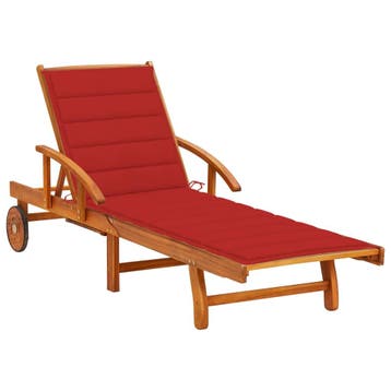 vidaXL Ligbed met kussen massief acaciahout, Tuin en Terras, Verzenden, Nieuw