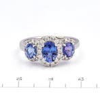 Ring - 14 karaat Witgoud - 2.04ct. tw. Tanzaniet - Diamant