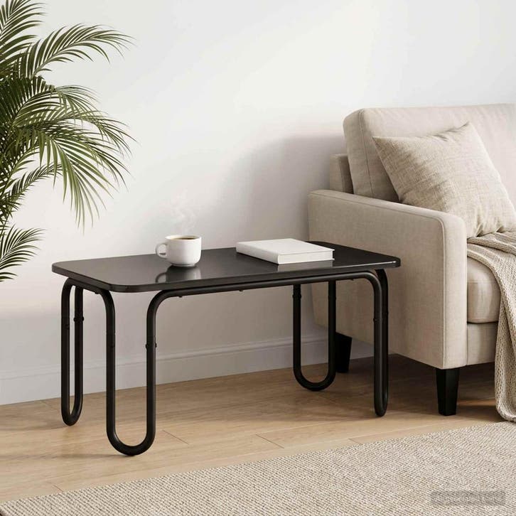 vidaXL Salontafel Zwart 79,5 x 40 x 36 cm Bewerkt hout, Huis en Inrichting, Tafels | Salontafels, Nieuw, Verzenden