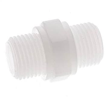 Dubbele Nippel G1/2 Polypropyleen (PP) 10bar FDA 27mm Hex, Verzenden, Nieuw