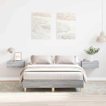 vidaXL Bedframe zonder matras 140x190 cm spaanplaat grijs, Verzenden, Nieuw