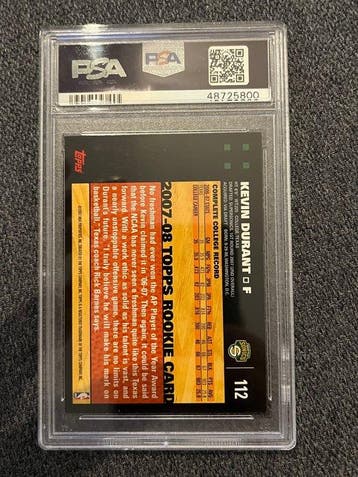 2007 Topps 2007 Topps Kevin Durant 112 Rookie-kaart, Graded, Verzamelen, Nieuw