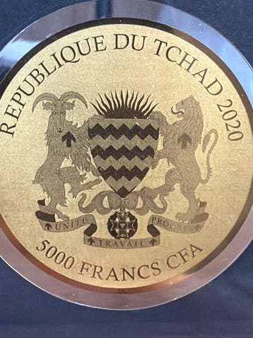 Tsjaad. 5000 Francs Gemäßigte Zone Hase 1/200 oz (.999), Postzegels en Munten