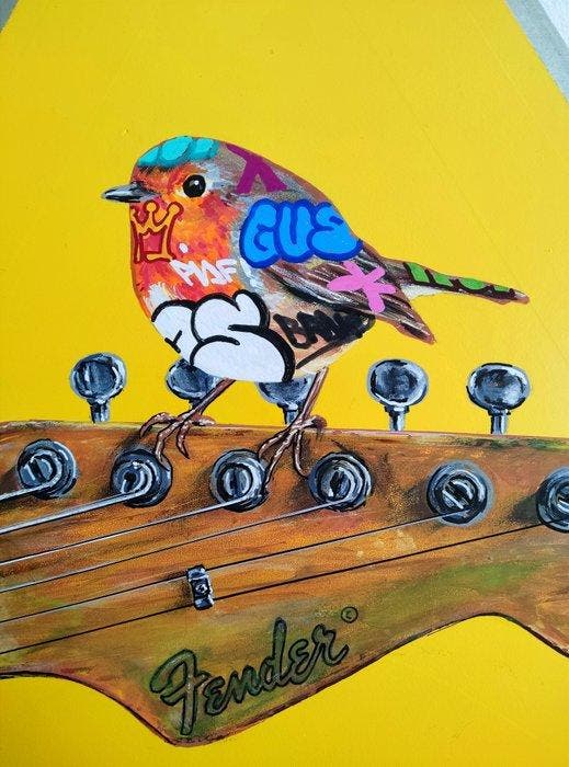 GuS Saint-Amour (1974) - StReET BiRD, Antiquités & Art, Art | Peinture | Moderne