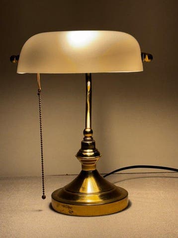 Lamp ornament - Messing, Glas - Italiaanse bureaulamp, Antiek en Kunst