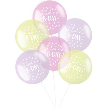 Ballonnen Happy B-Day Roze 48cm 6st, Verzenden, Nieuw