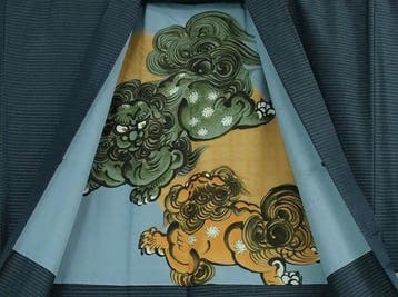 Vintage heren Oshima Tsumugi kimono en haori-ensemble met