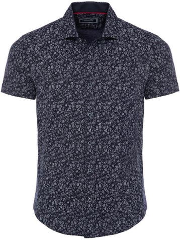 Carisma Blauw Overhemd Korte Mouw Met Wit Motief 9173, Kleding | Heren, Verzenden, Nieuw