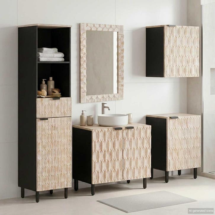 vidaXL Badkamer Sets 5 pcs Witte Was Afwerking Massief Mango, Huis en Inrichting, Badkamer | Badkamermeubels, Nieuw, Verzenden