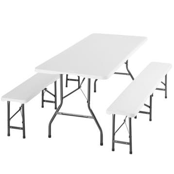 tectake Campingtafelset Panja wit opvouwbaar - wit, Caravans en Kamperen, Verzenden, Nieuw