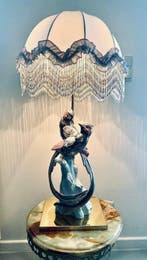 Lampe de table - Porcelaine, Laiton - Grande lampe 78 cm, Antiquités & Art