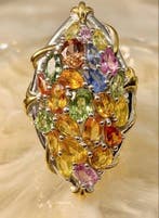 Zonder minimumprijs - Ring Zilver - 6.39ct. tw. Saffier