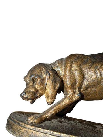 Beeld, Antique Dog Statue - 9 cm - spelter - 1890