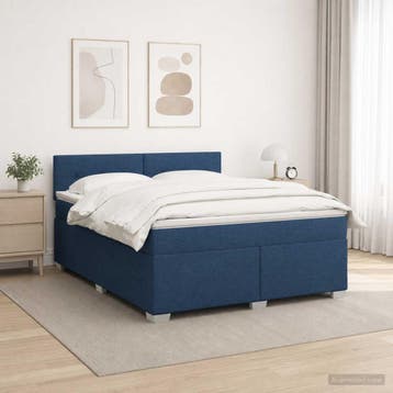 vidaXL Boxspringbed met matras en LED Blauw 160 x 200 cm, Verzenden