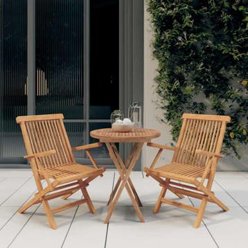 vidaXL 3-delige Tuinset massief teakhout, Verzenden, Nieuw, Tuinset