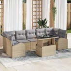 vidaXL Tuinbank Set met kussen met opslag 8 pcs Beige Poly, Verzenden, Nieuw