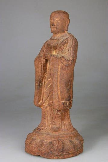 Antique Bouddha Statuette Sculpture Bronze Moine - Fonte de, Antiquités & Art
