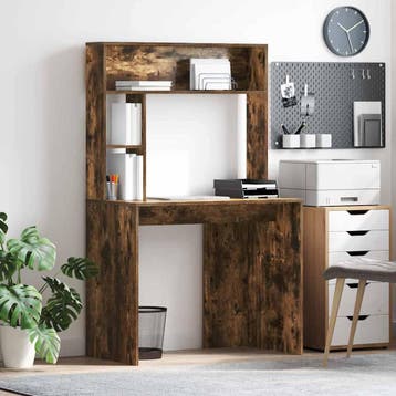 vidaXL Bureau Rook Eiken 91 x 50 x 149 cm Bewerkt hout, Verzenden, Nieuw