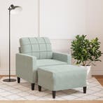 vidaXL Fauteuil met voetenbank 60 cm fluweel lichtgrijs, Huis en Inrichting, Zetels | Zetels, Verzenden, Nieuw