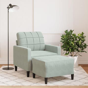 vidaXL Fauteuil met voetenbank 60 cm fluweel lichtgrijs, Verzenden, Nieuw
