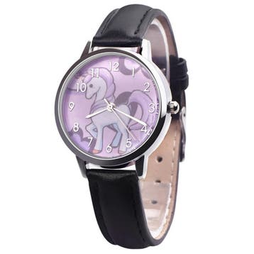 Fako - Kinderhorloge - Eenhoorn - Unicorn - Zwart, Handtassen en Accessoires, Horloges | Kinderen, Verzenden, Nieuw