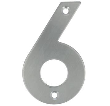 Huisnummer 6 opschroefbaar 100 mm rvs, Nieuw, Overige materialen, Klink of Kruk
