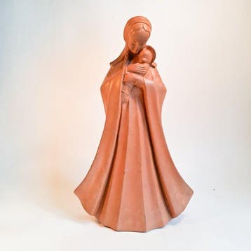 ERIKA - Beeld, Madonna with child - 46 cm - Terracotta