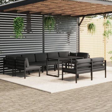 vidaXL 10-delige Loungeset met kussens aluminium, Verzenden, Loungeset