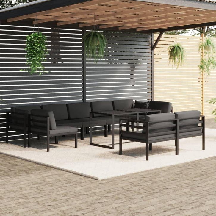 vidaXL 10-delige Loungeset met kussens aluminium, Jardin & Terrasse, Ensembles de jardin, Envoi